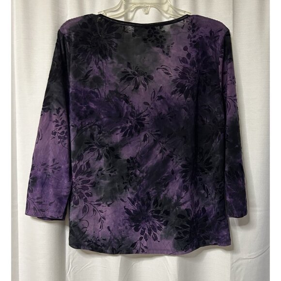 Dress Barn Black Purple Witchy Whimsigoth Shirt Top Stretch XL - Picture 5 of 6
